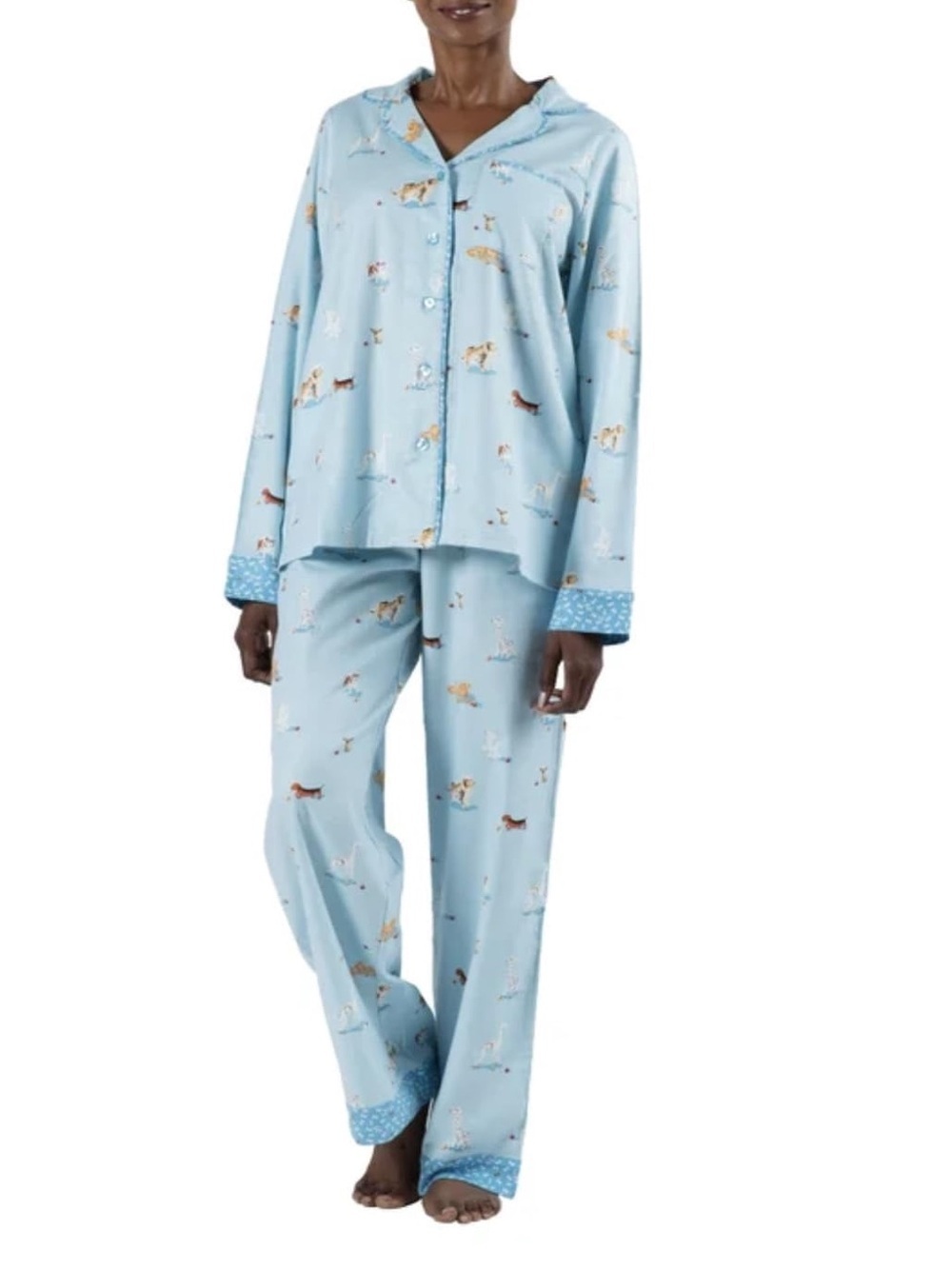 Munki Munki Women's Flannel Notch Collar Classic Pajama Set